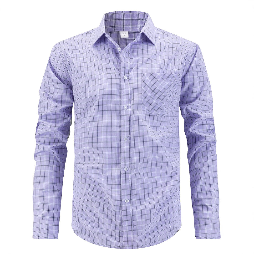 Men's elegant long-sleeve shirt with modern check design Lisslune