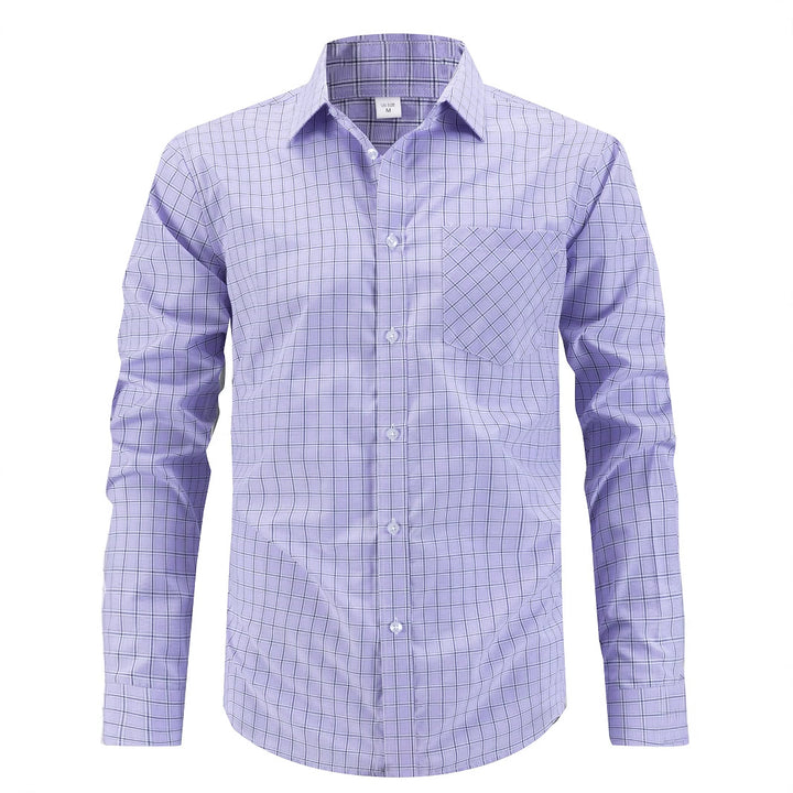 Men's elegant long-sleeve shirt with modern check design Lisslune