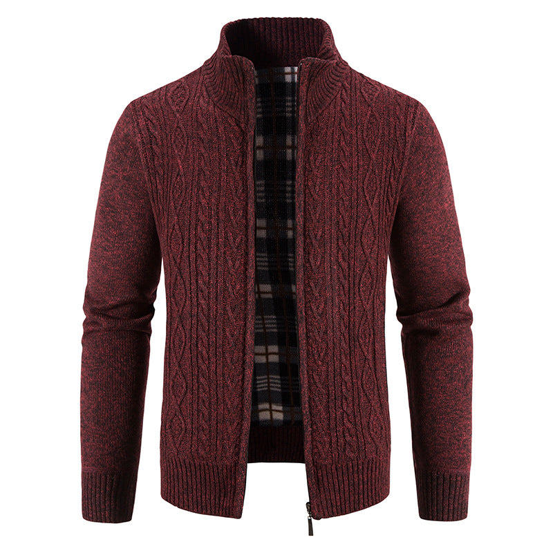 Men's cardigan with high collar and textured design Lisslune