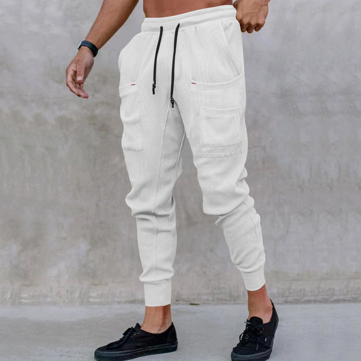 Men's Comfortable Cargo Pants made of breathable ribbed material with practical pockets Lisslune