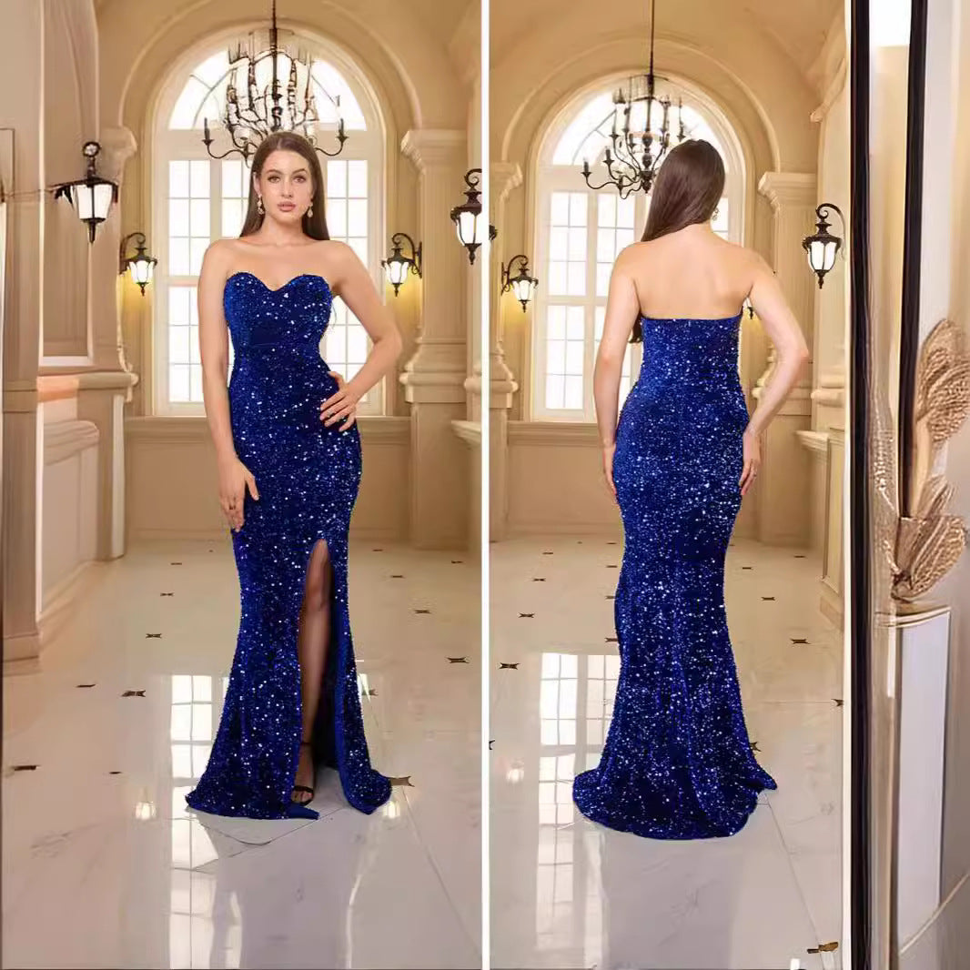 Women's glamorous evening dress with off-shoulder design and shimmering sequins Lisslune