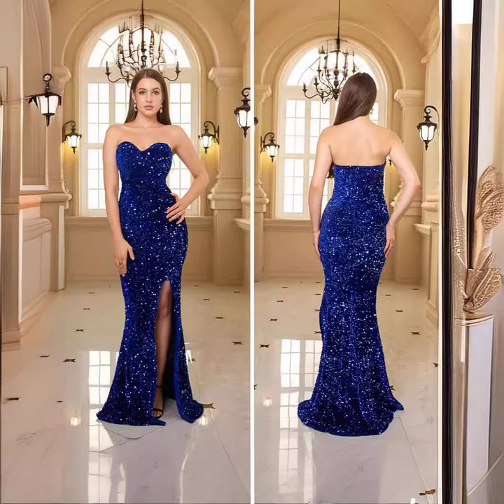 Women's glamorous evening dress with off-shoulder design and shimmering sequins Lisslune