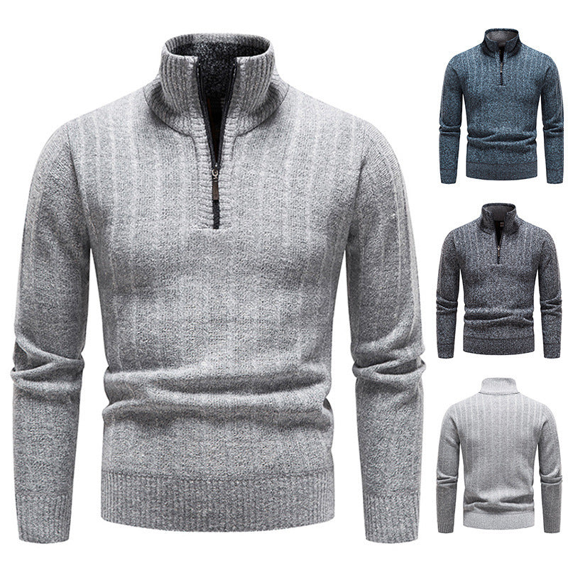 Men's fashionable knitted sweater with high collar Lisslune