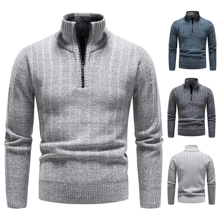 Men's fashionable knitted sweater with high collar Lisslune
