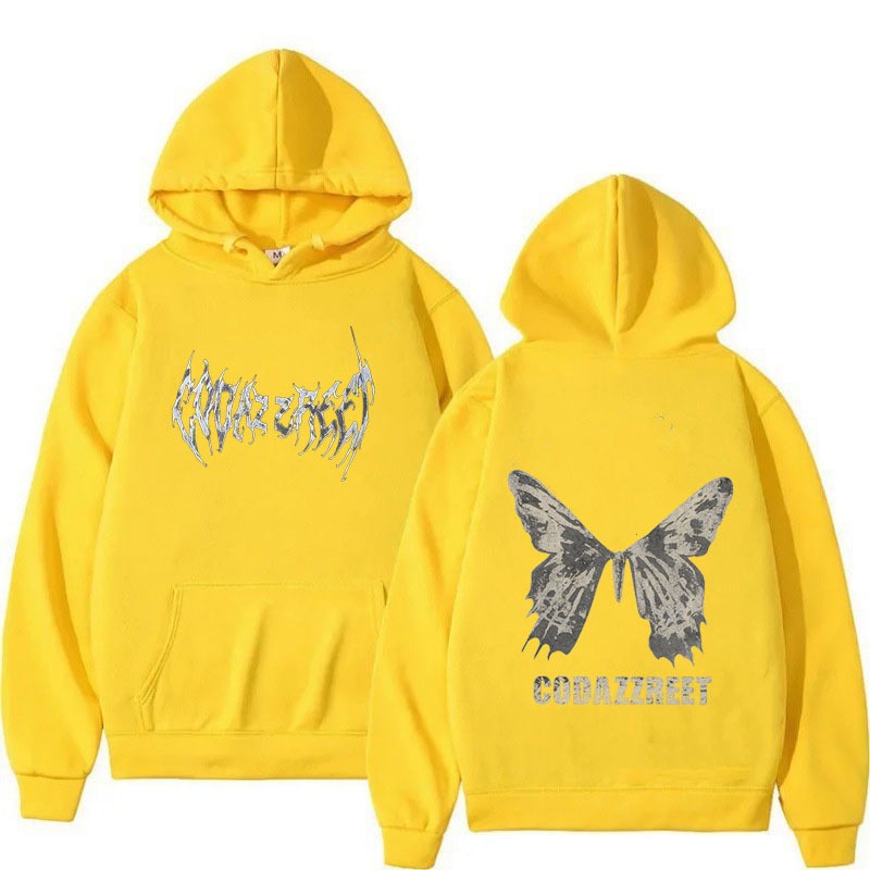 Women's hoodie with eye-catching butterfly design and artistic lettering Lisslune