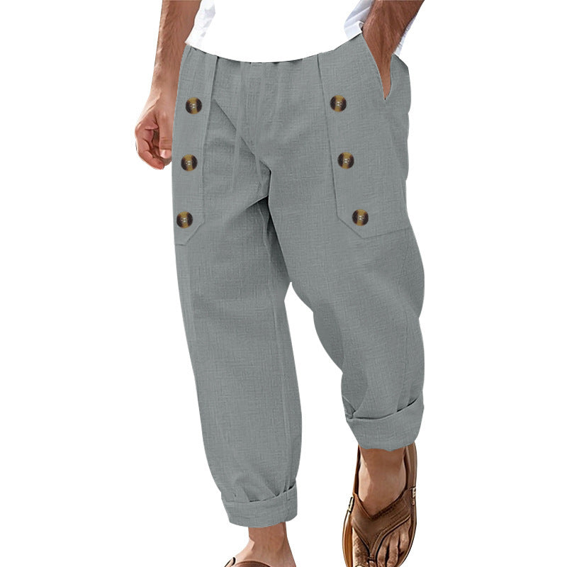 Men's lightweight and comfortable summer trousers with stylish button details Lisslune