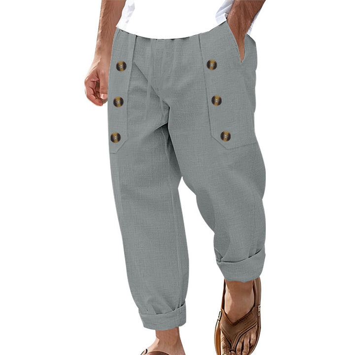 Men's lightweight and comfortable summer trousers with stylish button details Lisslune