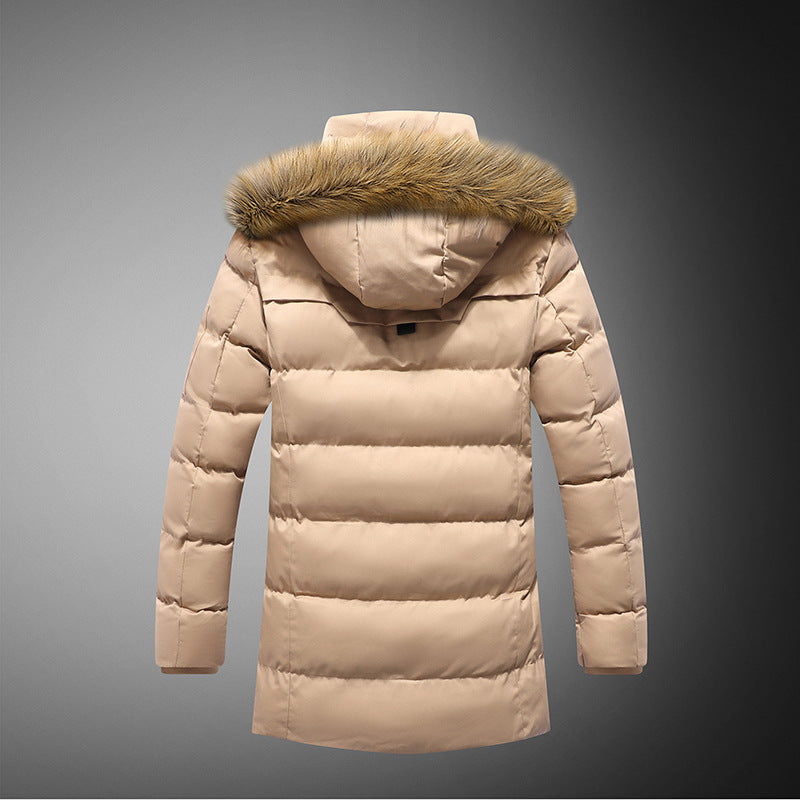 Men's padded winter jacket with removable synthetic fur collar and practical pockets Lisslune