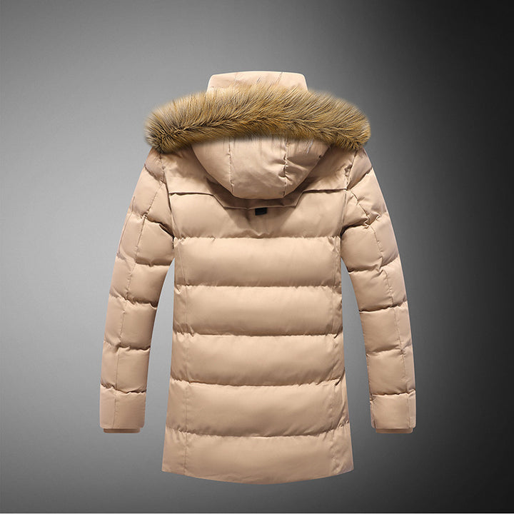 Men's padded winter jacket with removable synthetic fur collar and practical pockets Lisslune