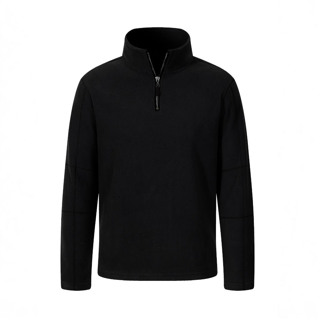 Men's fleece pullover with half zipper and high collar Lisslune