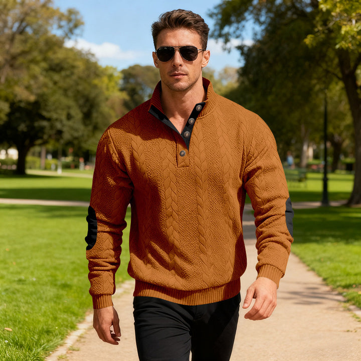 Men's knit sweater with modern collar and elegant contrast details Lisslune