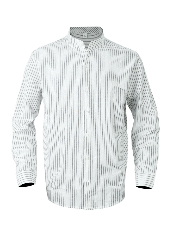 Men's modern shirt with narrow stripes and stand-up collar Lisslune