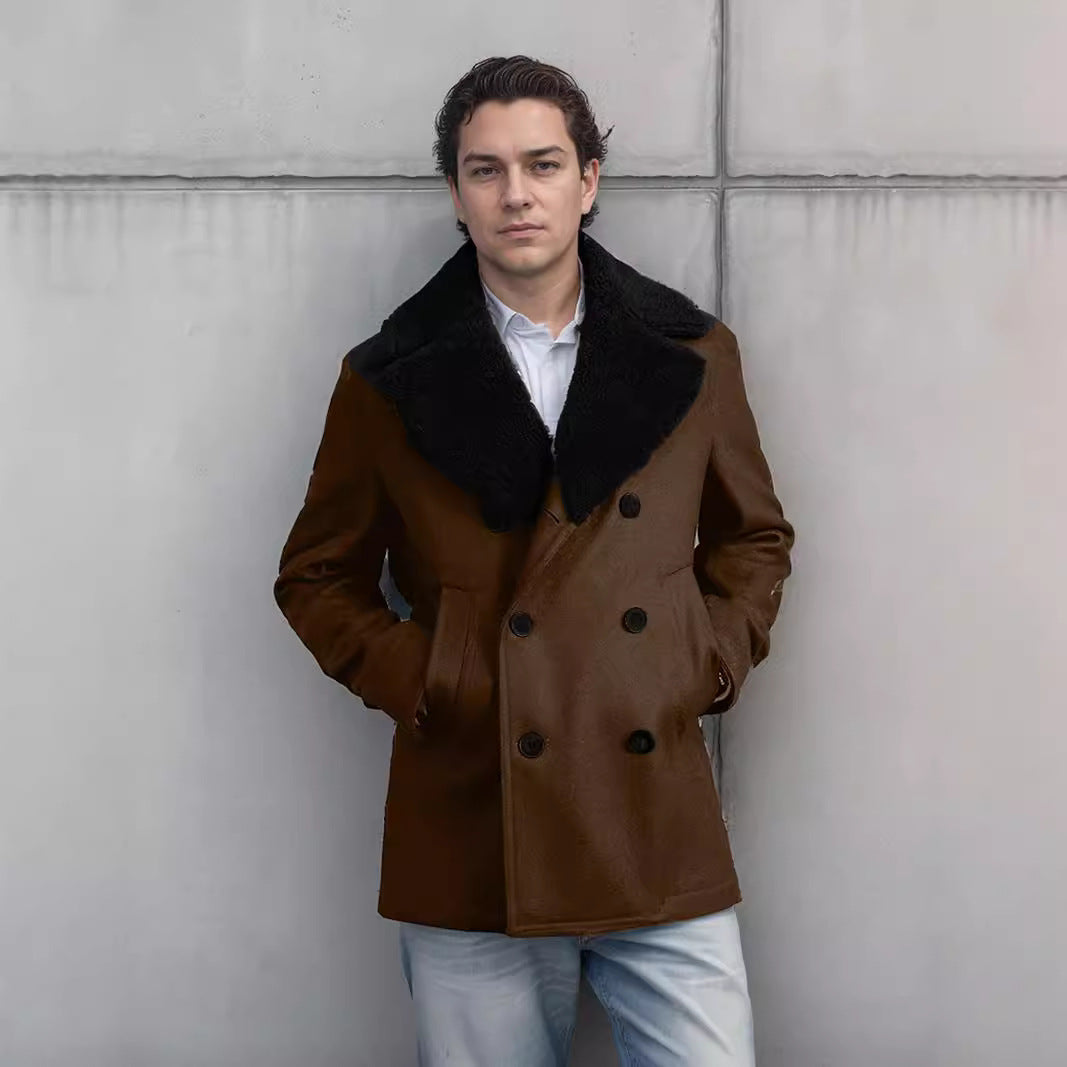 Men's wool coat with contrasting collar Lisslune
