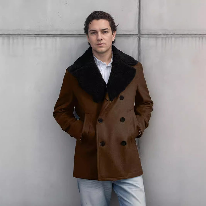 Men's wool coat with contrasting collar Lisslune
