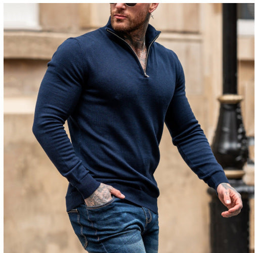 Men's sweater with short zipper and stand-up collar Lisslune