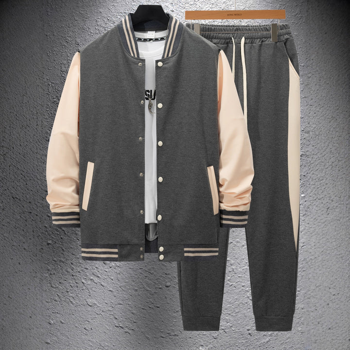 Men's elegant leisure set with modern bomber jacket design and comfortable jogging pants Lisslune