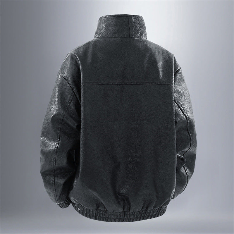 Men's Fashionable Synthetic Leather Jacket In A Casual Cut Lisslune