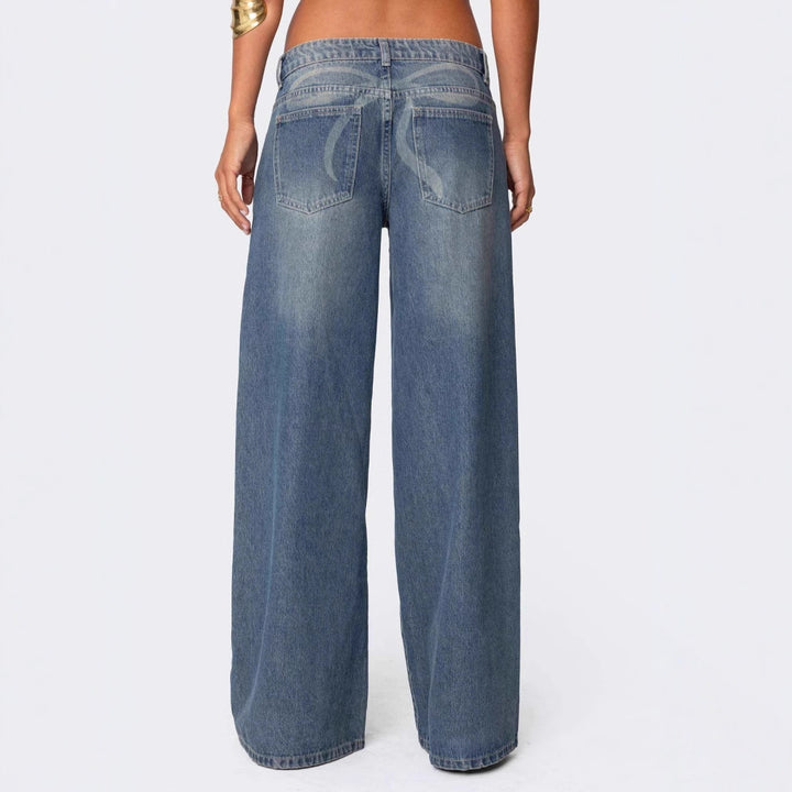 Women's Casual Flared Jeans with Wide Leg Lisslune