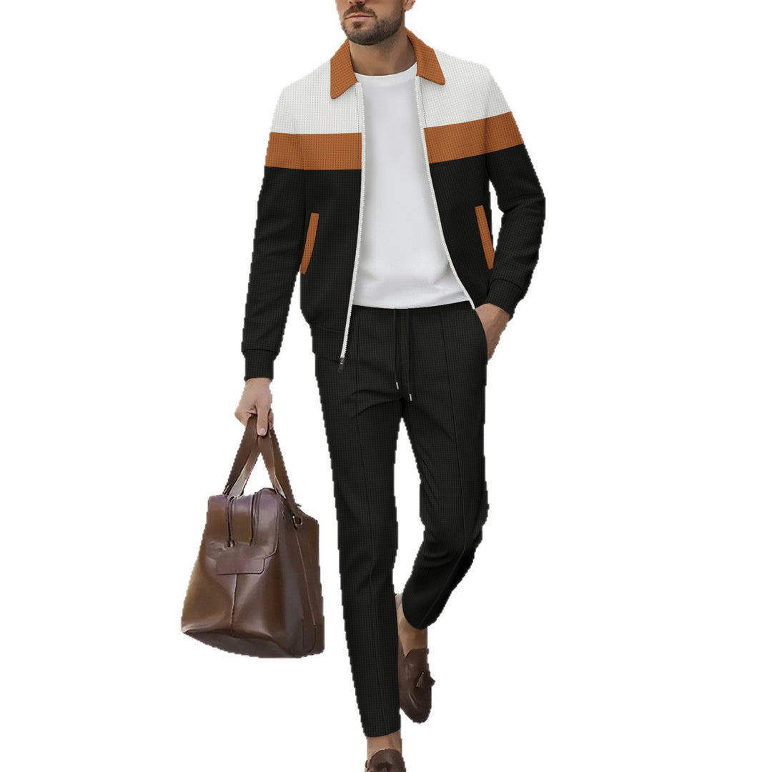 Men's fashionable leisure set with modern zipper and structured surface Lisslune