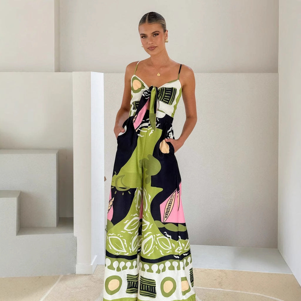 Ladies Chic Jumpsuit in modern design with adjustable straps and creative pattern Lisslune