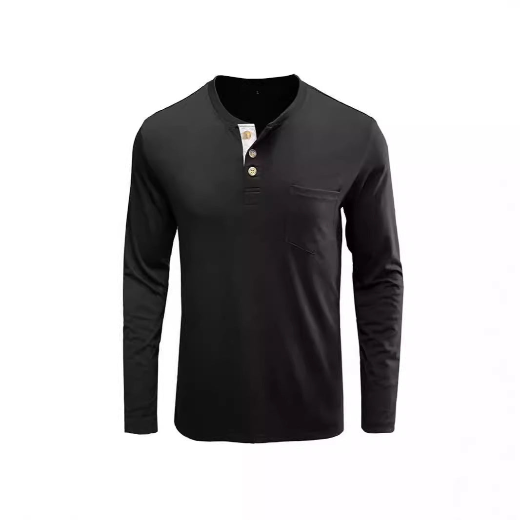Men's fashionable long-sleeve shirt with button placket and chest pocket Lisslune