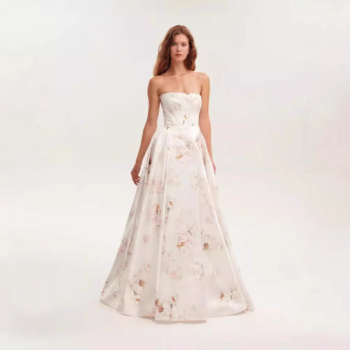 Women Elegant Floral Pattern Maxi Dress with Off-Shoulder Design Lisslune