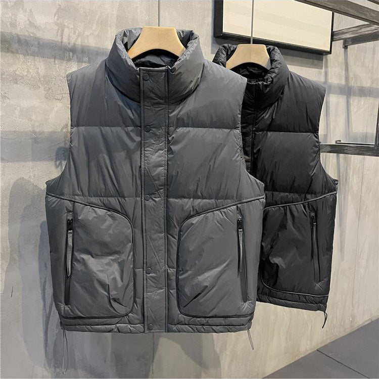 Men's Padded Vest with High Collar and Practical Pockets Lisslune