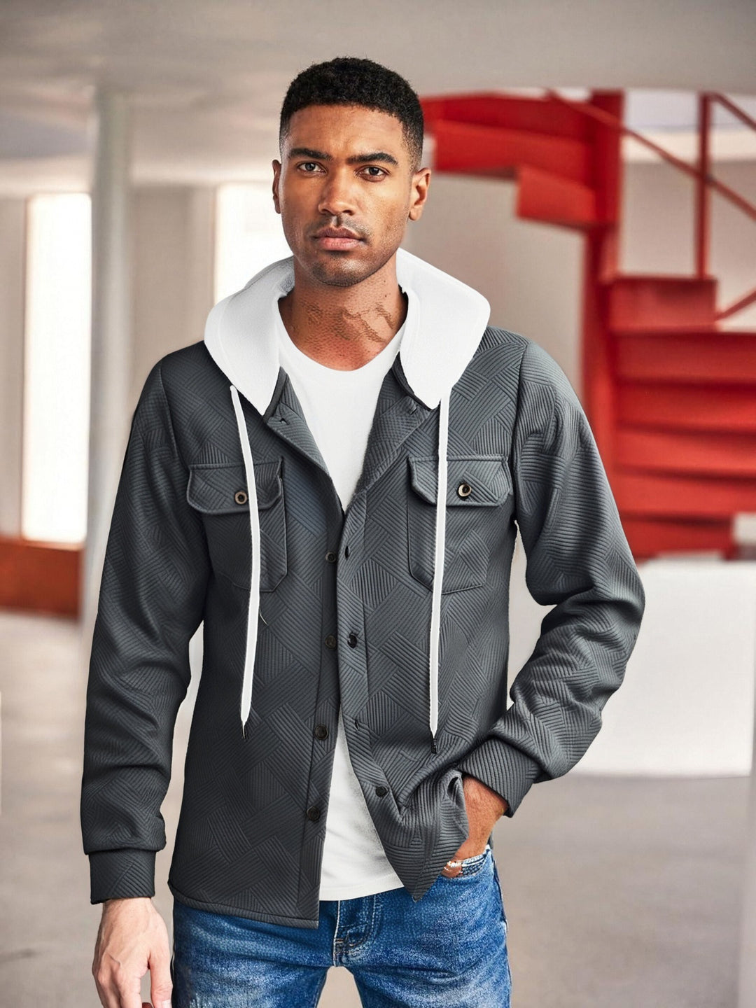 Men's fashionable hybrid jacket with detachable hood and practical pockets Lisslune