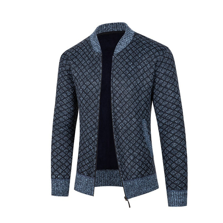 Men's cardigan with modern diamond pattern and zipper Lisslune