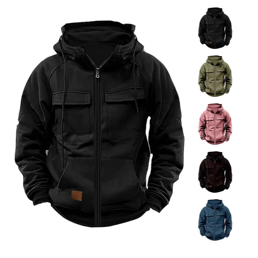 Men's fleece jacket with high collar and practical pockets Lisslune