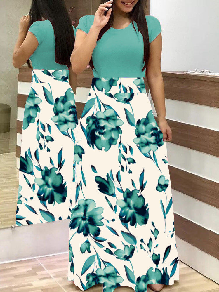 Damen Elegantes Maxikleid mit grafischem Druck und flexiblem Bund Lisslune