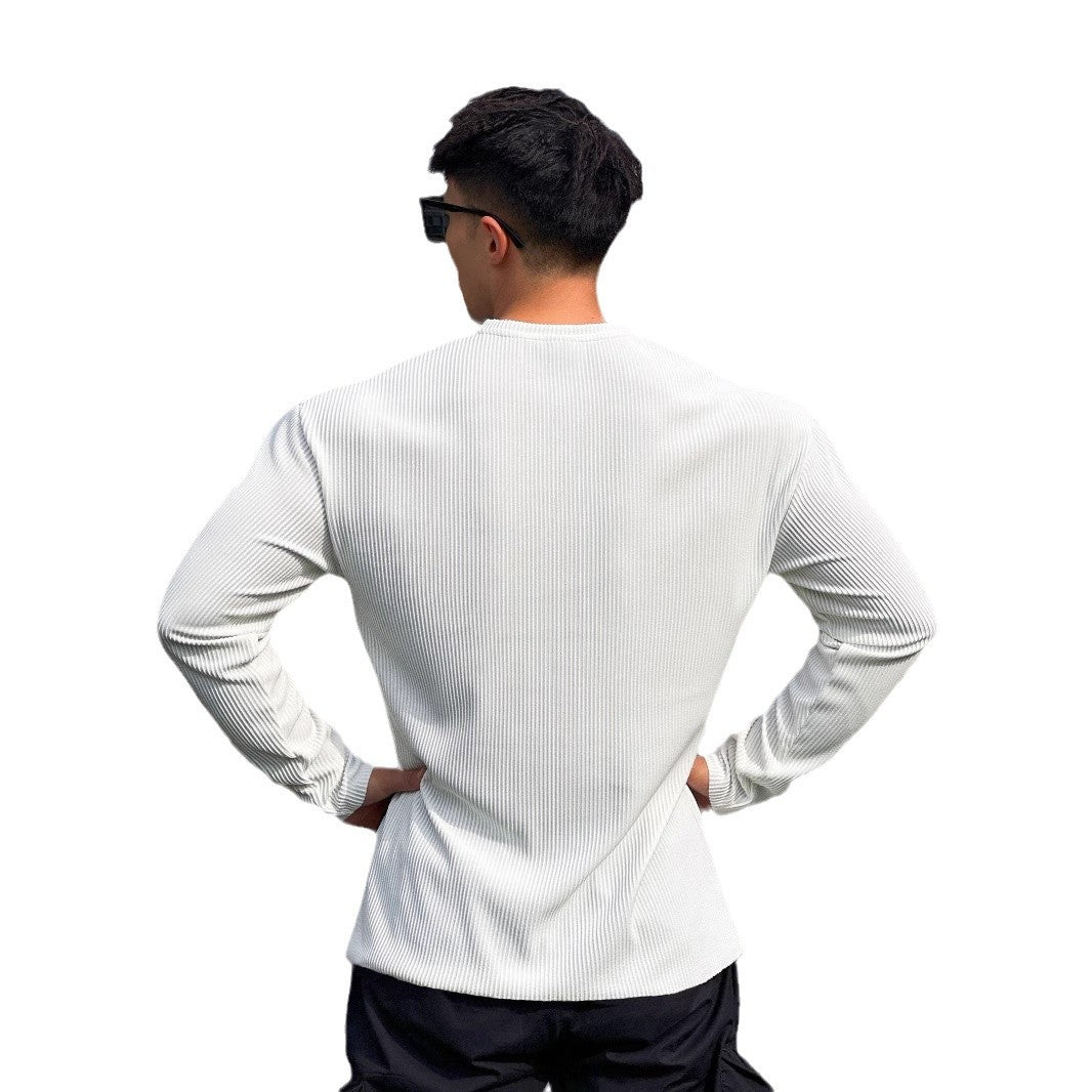 Men's long sleeve shirt with innovative rib design and stylish stand-up collar Lisslune