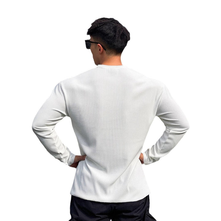 Men's long sleeve shirt with innovative rib design and stylish stand-up collar Lisslune