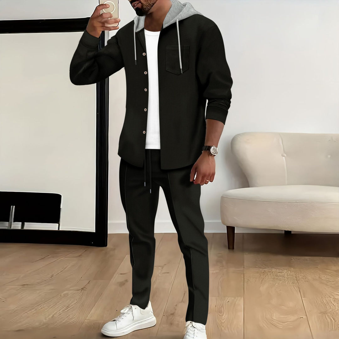 Men's stylish leisure set with hooded top and practical pockets Lisslune