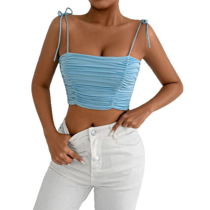 Damen Crop-Top mit Raffungen und verstellbaren Trägern Lisslune