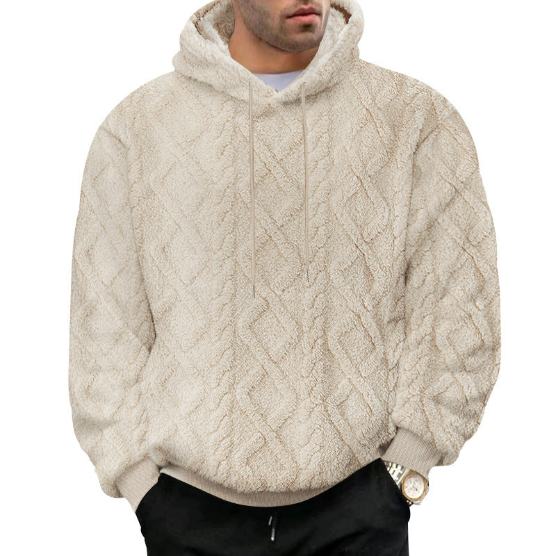 Men's Fleece Hoodie with Textured Design Lisslune