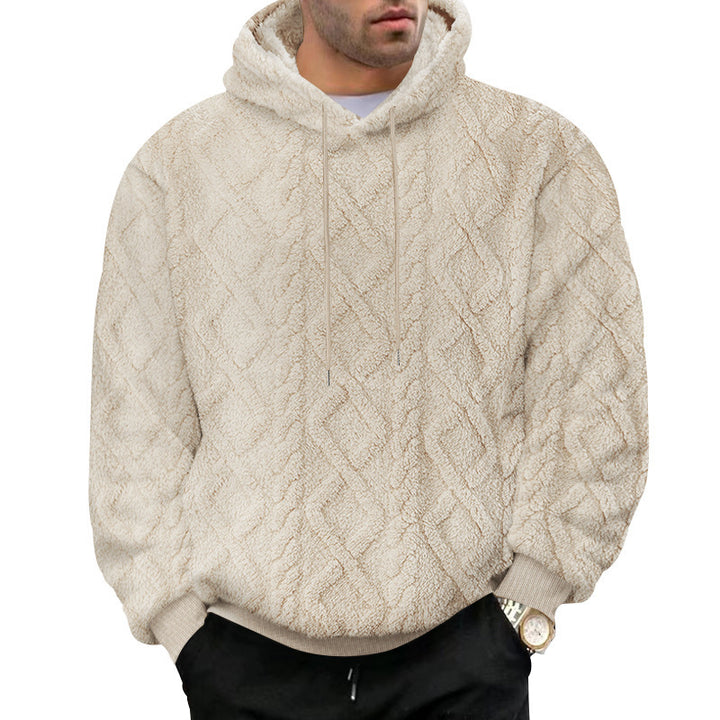 Men's Fleece Hoodie with Textured Design Lisslune