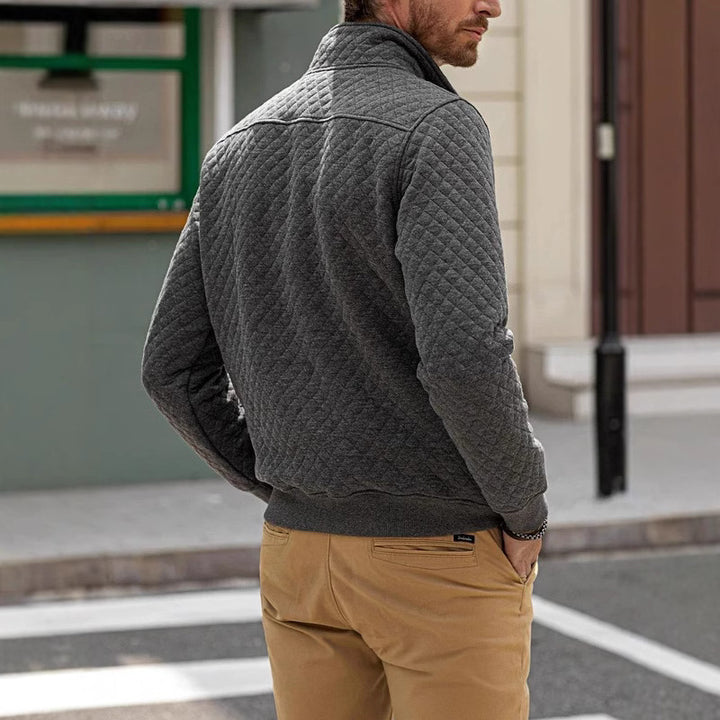 Men's quilted sweater with modern collar and chest pocket Lisslune