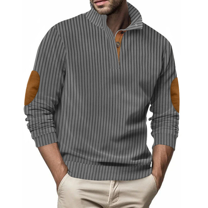 Men's quilted pullover with textured design and contrast patches Lisslune