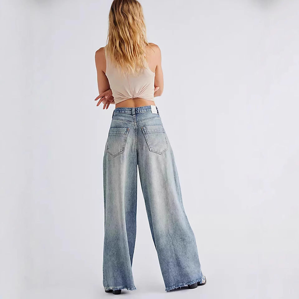 Damenweite High-Waist-Jeans Lisslune