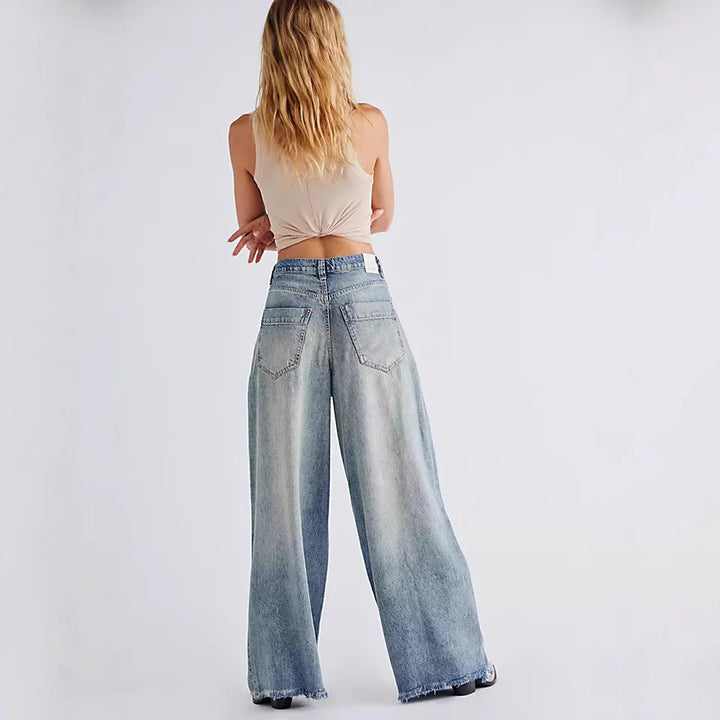 Damenweite High-Waist-Jeans Lisslune