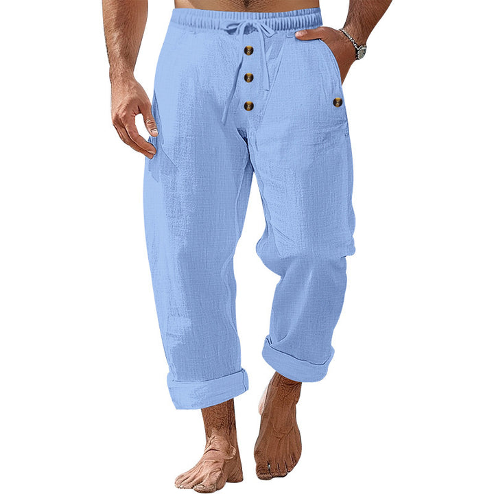 Men's casual beach shorts with elastic waistband and practical button details Lisslune