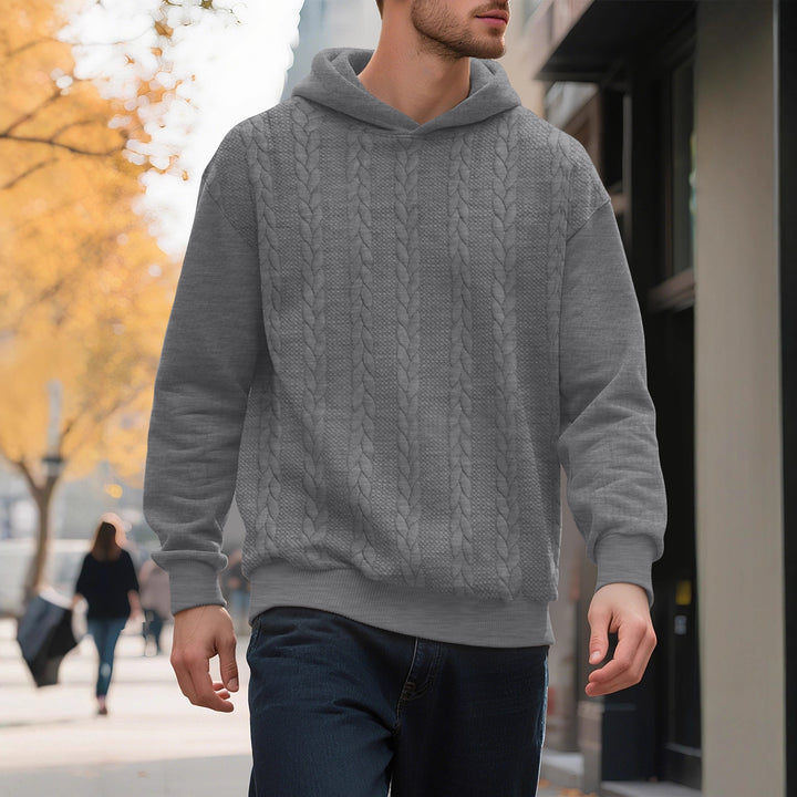 Men's hoodie with textured knit pattern and fashionable accents Lisslune