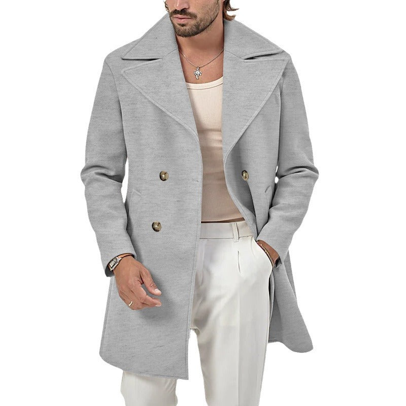 Men's fashionable double-breasted coat in classic style Lisslune