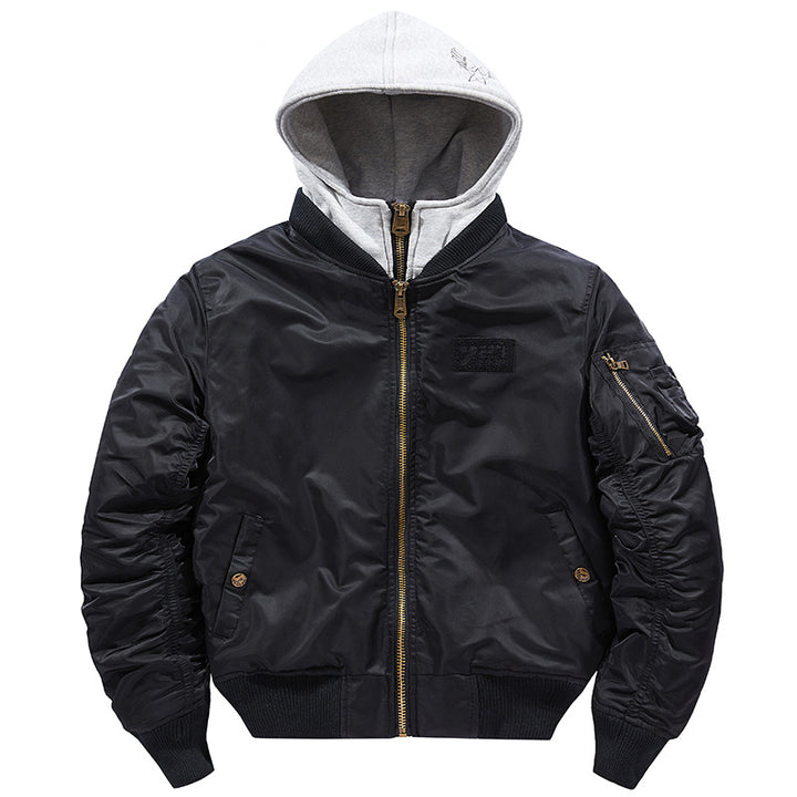 Men's bomber jacket with removable hood and practical pockets Lisslune