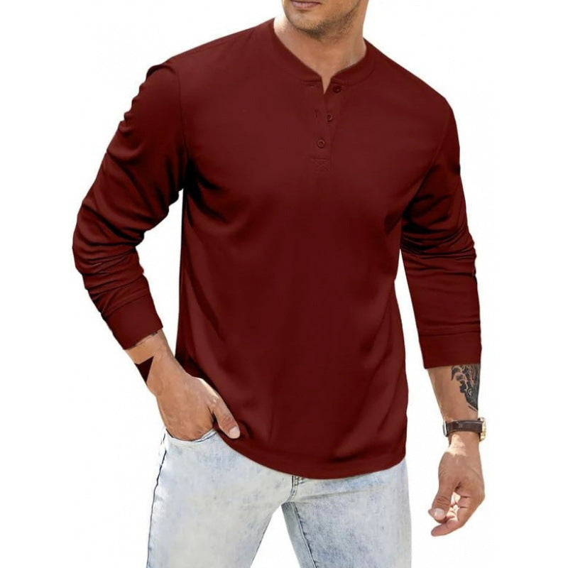 Men's long-sleeved shirt with button placket and comfortable fit Lisslune