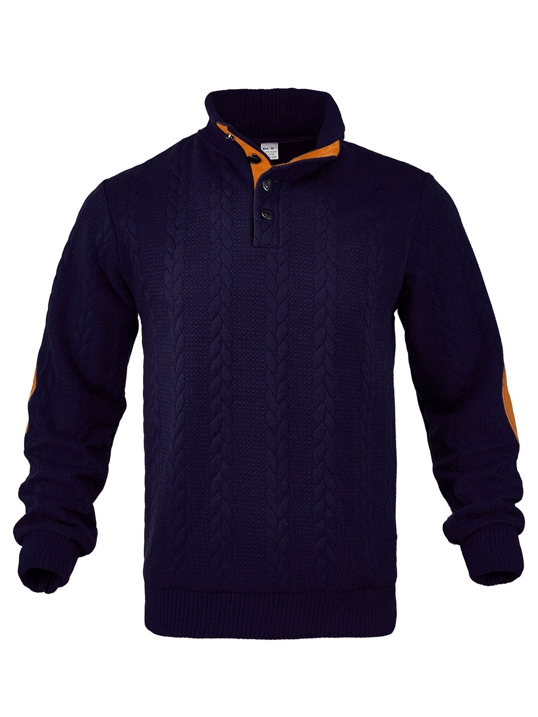 Men's fleece sweater with textured cable pattern and modern stand-up collar Lisslune