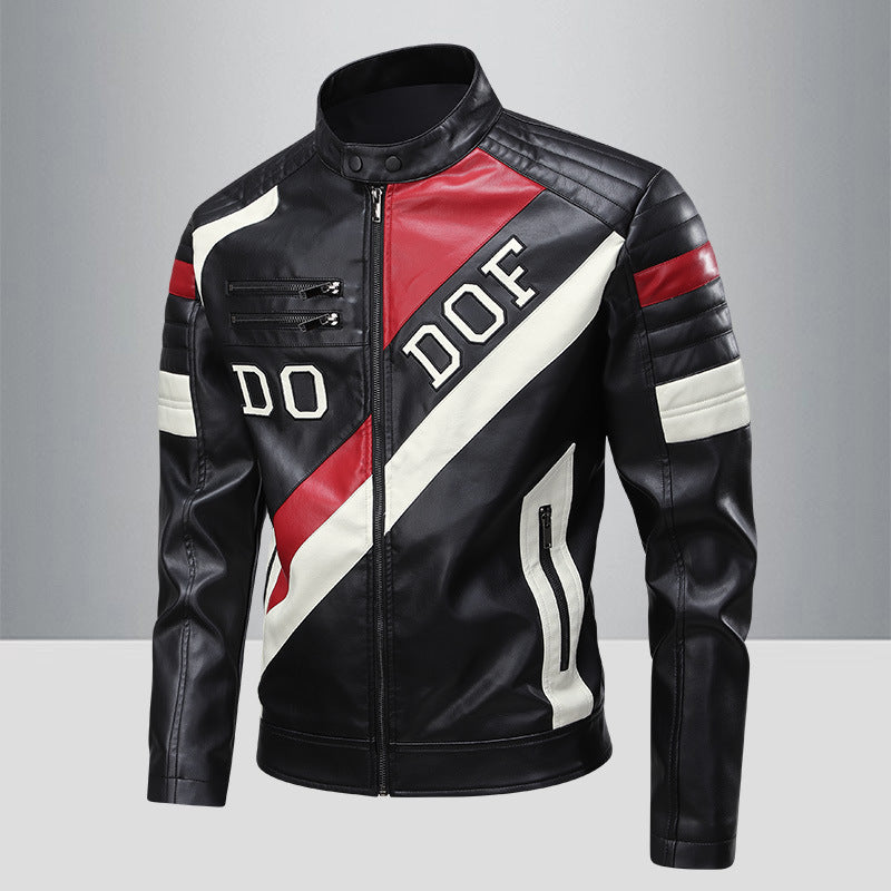 Men's Stylish Biker Jacket with Contrasting Details and Leather Accents Lisslune