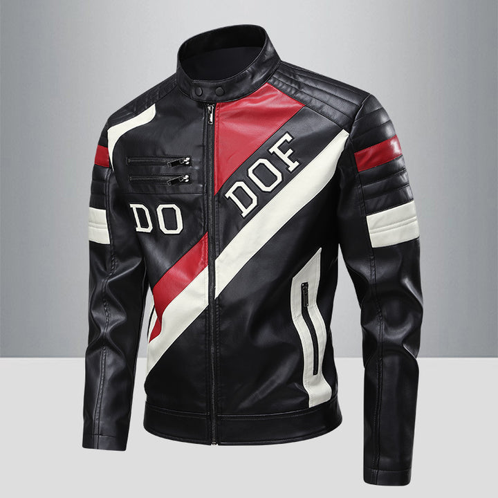 Men's Stylish Biker Jacket with Contrasting Details and Leather Accents Lisslune