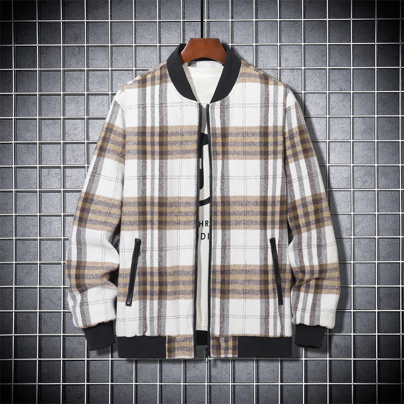 Men's Quilted Bomber Jacket with Checked Pattern Lisslune
